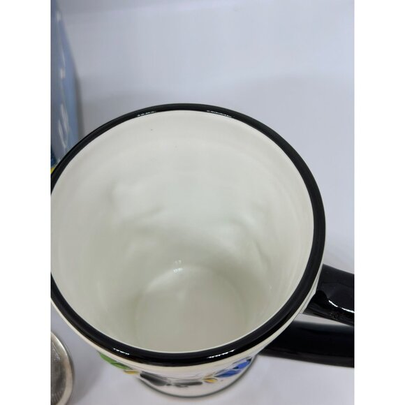 VTG Pfaltzgraff 2007 Penguin Skate Covered Mug 3.25" Infuser Coffee Tea Cup NOS - Picture 5 of 10